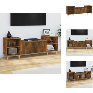 vidaXL TV-meubel Gerookt Eiken - 160 x 35 x 55 cm - bewerkt hout - stijlvol design - Kast