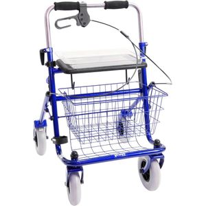 Premis - Provo - Rollator - 2de Generatie - Duwbeugel - Eenzijdig geremd rechts - Passieve rem - Maximaal draagvermogen 120 kg - Metallic Blauw