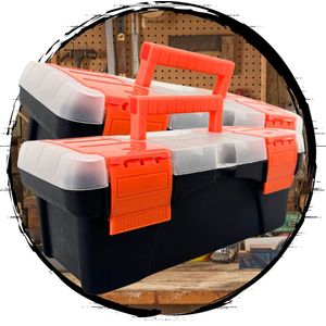 TronicXL 2 stuks Gereedschapskoffer 22,5 x 9,5 cm – Compacte gereedschapsbox met extra opbergruimte – Veilig afsluitbaar met dubbele kliksluiting – Ideaal voor werkplaats, garage, doe-het-zelf en visuitrusting