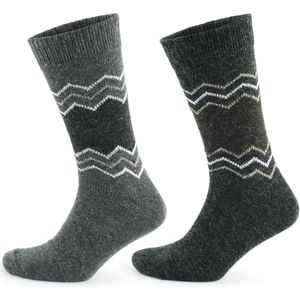 GoWith Alpaca Wollen Sokken-2 paar-Thermosokken en Huissokken-Grijs en Antraciet-Maat 39-42