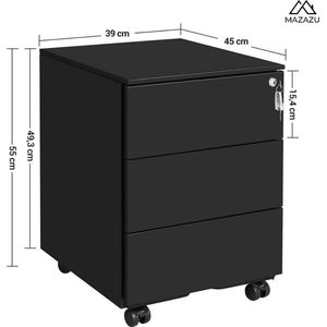 MIRA Home - Industriële Ladekast - Duurzaam en Functioneel - Metalen Frame - Zwart - 39x45x55 cm