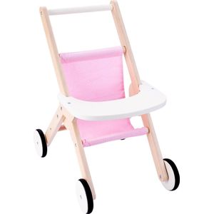 Playwood Houten Poppenwandelwagen Poppenbuggy  roze