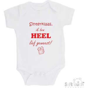 100% katoenen Romper ""Sinterklaas, ik ben heel LIEF geweest!"" Sinterklaas Unisex Katoen Wit/rood Maat 62/68