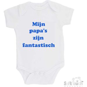 100@ katoenen Romper ""Mijn papa's zijn fantastisch"" Jongens Katoen Wit/blauw Maat 62/68