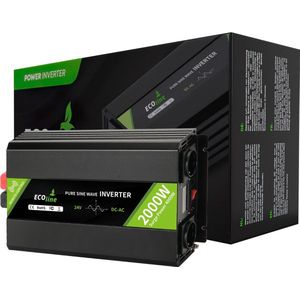 EcoLine - Omvormer 24V Naar 230V - 2000w Vermogen 4000w Piek- Zuivere sinus - Spanningomvormer - Remote Controlled