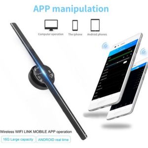 Telefoon 42Cm/16.5Inch 3d Holografische Magische 3D Projector Wifi 224 Led Lamp Figuren Uploaden Holografische 3D Reclame Licht Beeldvorming Hologram Speler