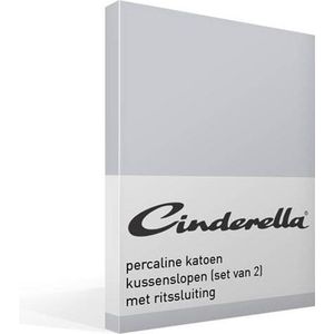 Cinderella Weekend Kussensloop - Met Rits - Set van 2 Kussenslopen - Katoen - 40x80 cm - Lichtgrijs