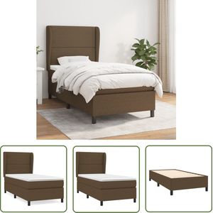 The Living Store Boxspringbed - donkerbruin bed met verstelbaar hoofdbord - pocketvering matras - middelharde ondersteuning - huidvriendelijk topmatras (203x83x118/128 cm)