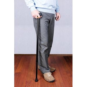 140700 Wandelstok in hoogte verstelbaar - aluminium - houten greep zwart - verstelbare wandelstok