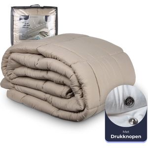 HappyBed Taupe | 140x200 - Afstelbaar dekbed voor elk seizoen - Wasbaar 4-seizoenen dekbed zonder overtrek - Drukknopen