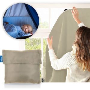 LUVION® Portable Blackout Curtain - Beige - Verduisteringsgordijn met zuignappen - Geschikt voor alle ramen tot maximaal 130x200cm