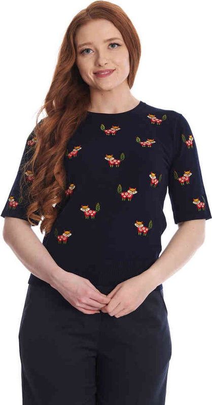 Trui dames - Banned Retro - Blauw/Donkerblauw/Groen