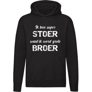 Ik ben super stoer want ik word grote broer | broertje | jongen | aankondiging | bekend maken | zwanger | Unisex | Trui | Hoodie | Sweater | Capuchon