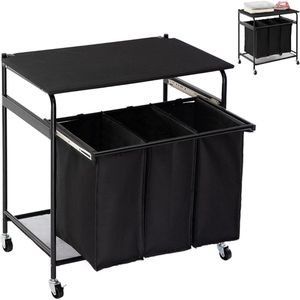 DailySupplies® Wasmand 3 Vakken - Wassorteerder - 120L - Zwart