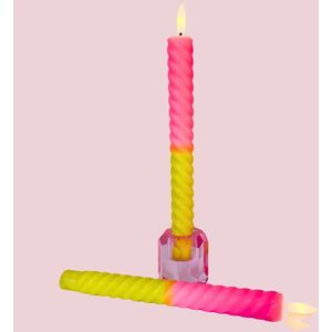 Aifcandes LED Swirl Kaars - Geel - Roze - 2 stuks - incl batterij