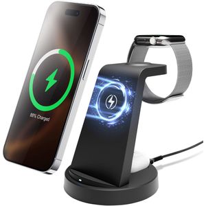 Draadloze oplader 15W Draadloos Oplaadstation Qi Oplaadstation Geschikt voor iPhone voor iWatch Voor Airpods Inductieve & Handige Opladestation