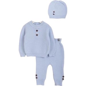 Minora Baby Winter Kledingset- Broek, Trui en Muts voor Jongens en Meisjes- Lange Mouwen Tops en Broek- Bovenkleding en Broeken- Kraamcadeau - Babyshower-Newborn driedelige gestreepte-9/12 Maanden-Blauw- Sinterklaas