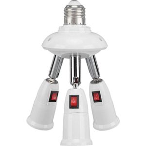 Light Socket Splitter Adapter Converter - E27 E26 - 3 in 1 Lamp Adapter Extender met Verstelbare 360 180 Graden Knopschakelaar - Thuisgebruik .