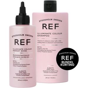 REF Stockholm - Illuminate Colour Instant Shine 200ml + Colour Shampoo 285ml - Gloss Treatment - Gloss Lotion - Maximale glans van het Haar -Kleurshampoo