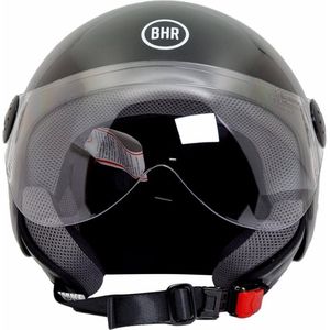 BHR 800 Easy - Vespa Scooterhelm - ECE goedgekeurde Scooterhelm - Geschikt als Scooter Brommer Motor Snorfiets Helm - XL - Glans Zwart