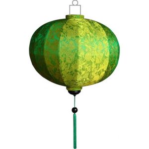 Groene zijden Chinese lampion lamp rond - G-GR-45-S