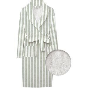 Zohome Badjas Banda di Lino - Kamerjas voor Dames en Heren - S/M - Ochtendjas - Geschikt voor de Sauna - Groen