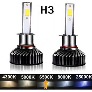 H3 LED lampen - Set 2 Stuks 14000 Lumen - 6500k COB (3030) Ultra Bright - CANbus geschikt - Wit - 80 Watt - Dimlicht - Grootlicht - Lampen -