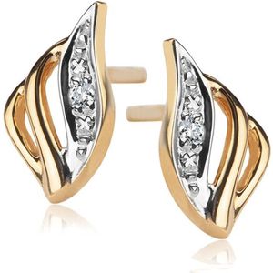 Juwelier Zwartevalk 14 karaat gouden bicolor oorbellen - 12.322