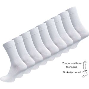 9 paar diabetes sokken - Drukvrije boord - Wit - Maat 35-38