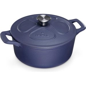 Gietijzeren pan braadpan kookpan 3,5 l - Ø 24 cm braadpan geëmailleerd temperatuurbestendig - alle gerechten en kookoppervlakken