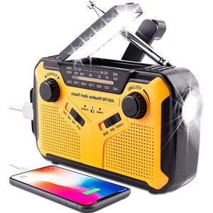 Radio Zonne-energie 3000 mAh Zwengel Noodgevallen Batterijradio Met Leeslamp en Schijnwerper - Camping Outdoor SOS