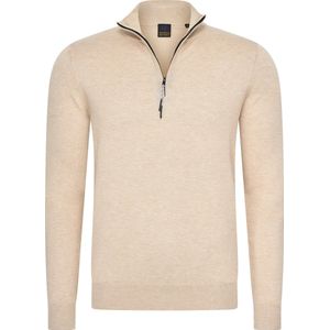 Mario Russo Half Zip Sweater - Trui Heren - Sweater Heren - Coltrui Heren - XL - Beige