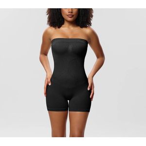 Wow Peach - New Shapewear Bodysuit Short - Shaper - Fit - Comfort - Elastisch - Strapless - Afneembare Schouderbandjes - Zwart - Medium