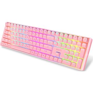 Sounix Mechanisch Gaming Toetsenbord - Mechanisch Qwerty Gaming Toetsenbord - 111 Keys - RGB Effect - US Qwerty - Roze
