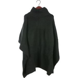 Knitwear Luxe Poncho met Col - Gebreide Poncho - Zwart