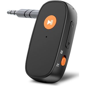 Bluetooth 5.3 audio transmitter en receiver - o.a. voor verbinden Airpods, koptelefoon en speaker - 3.5mm jack AUX - 15 uur batterij - speaker - bluetooth zender en ontvanger - auto draadloos - zwart