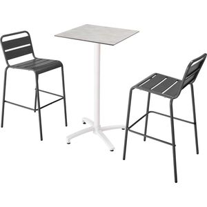 Oviala - Statafelset 60x60 cm liggend laminaat en 2 grijze stoelen