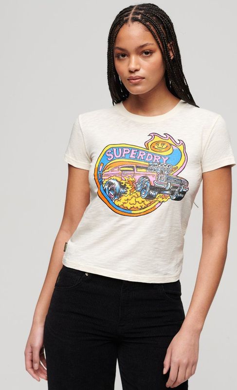 Superdry - T-shirt - Dames - Neon Motorprint - Aansluitende Pasvorm