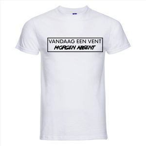 VANDAAG EEN VENT MORGEN EEN ABSENT T-shirt - 100% Katoen - Maat M - Classic Fit - Wit