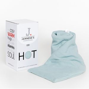 Janneke's Warmtesjaal - pittenzak - kersenpitkussen - lang - biologisch lijnzaad (uniek!) - wasbare hoes - lokaal gemaakt - Laguneblauw
