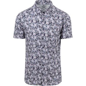 Desoto Short Sleeve Jersey Overhemd Bloemenprint Paars - Maat XXL - Heren - Overhemden Casual