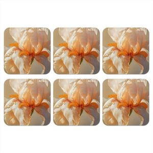Onderzetters voor glazen - Close up - Oranje - Iris - 10x10 cm - Glasonderzetters - 6 stuks