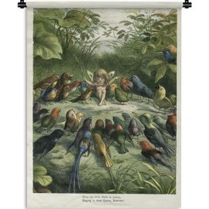 Wandkleed Antieke Vogelprenten - Antieke vogelprent elf Wandkleed katoen 150x200 cm - Wandtapijt met foto