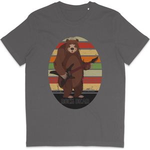 T Shirt Heren en Dames Rock Gitaar Muziek Beer - Grijs - Maat L