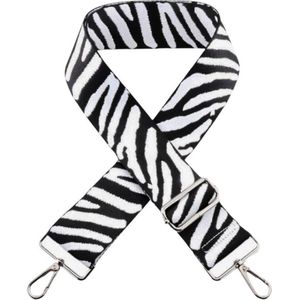Schouderriem Tas Zebraprint zwart-wit -bag strap - verstelbaar - met gespen - afneembare schouderband - tassenriem