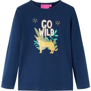 vidaXL - Kindershirt - met - lange - mouwen - 140 - marineblauw