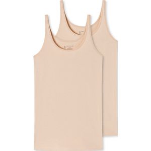 SCHIESSER 95/5 singlet (2-pack) - dames top biologisch katoen zand - Maat: 48