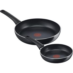 Pannenset Generous Cook 2-delige-20/28 cm-anti-aanbaklaag-inductie-thermosignaal-temperatuurweergave-diepe vorm-zwart Pannenset