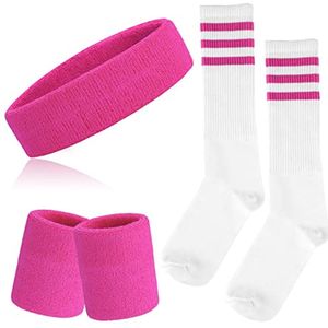 Gestreepte Zweetband en Sokken Set - 5-delig voor Sport en Feest