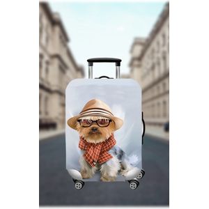 Koffer Beschermhoes - Elastisch kofferhoes met hond afbeelding - Medium